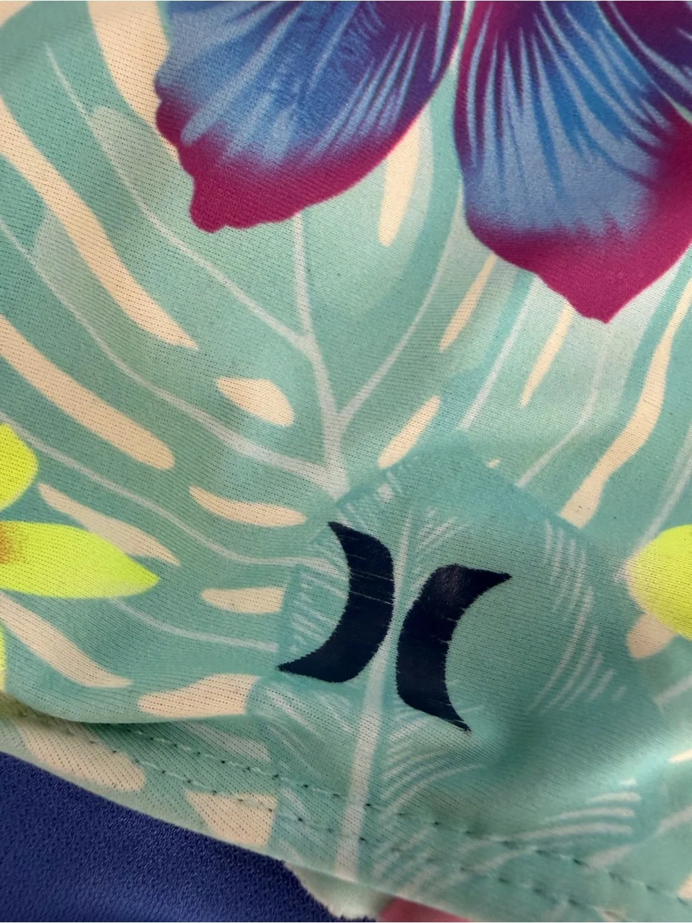 Hurley toddler girls 2T blue purple floral ruffle one piece bathing swim suit